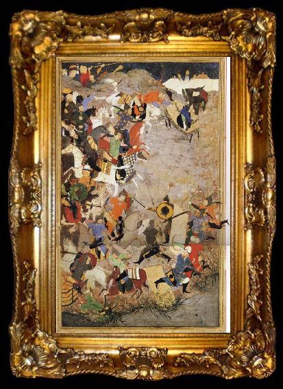 framed  Sharafuddin Yazdi Fighting on the Banks of the Oxus, ta009-2